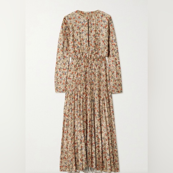 VINCE Printed Pleat pomegranate dress. Size Large. - Picture 3 of 9